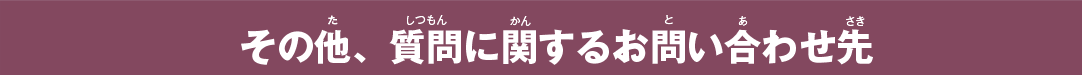 その他、質問に関するお問い合わせ先